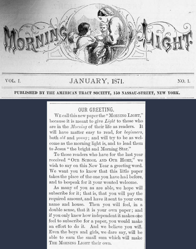 January 1871 edition of Morning Light